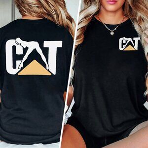 Industrial Workwear Inspired T-Shirt - Duty Utility Pullover with Cat Design